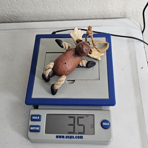 Vintage‎ Bert Anderson Christmas Moose Elk Ornament 2002 Dangling Folk Art Jute - Picture 13 of 14